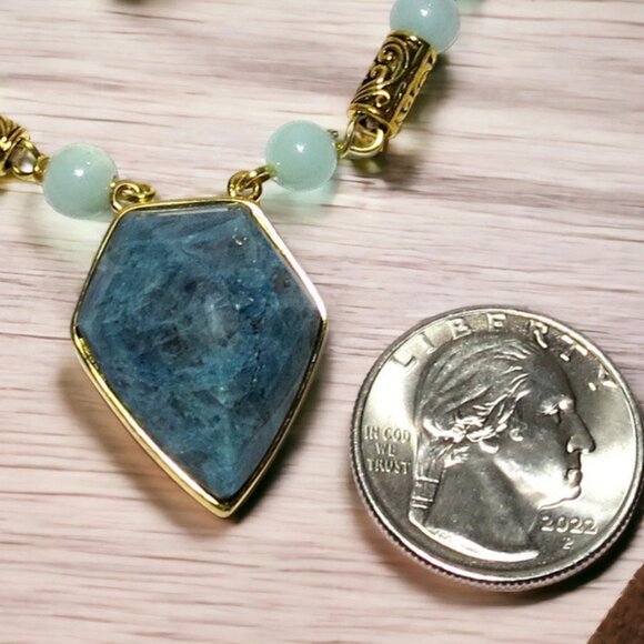 NEW Handmade Blue Agate Necklace with Aqua Terra Jasper Stone Beads. - Picture 4 of 7